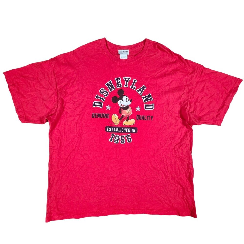 Disneyland Resort Red Mickey Mouse T-Shirt 2XL 100% Cotton Genuine Quality Estab
